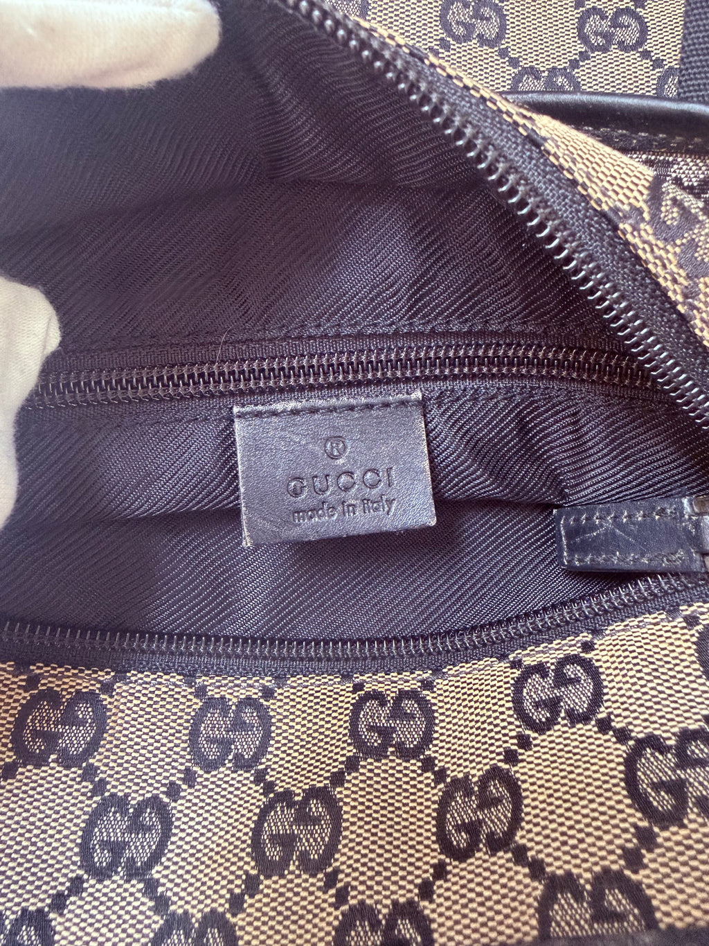 Gucci GG Monogram 1998 Canvas Leather Pocket Shoulder Bag