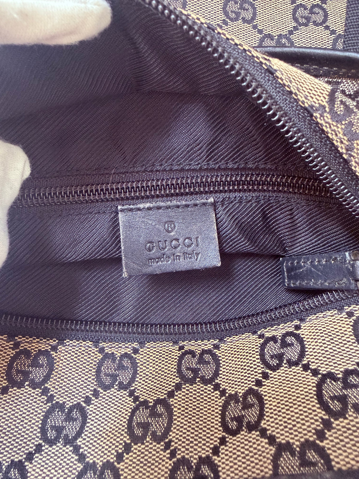 Gucci GG Monogram 1998 Canvas Leather Pocket Shoulder Bag