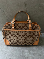 Coach Signature Jacquard Leather Hampton Satchel Bag