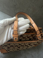 Coach Signature Jacquard Leather Hampton Satchel Bag