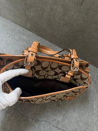 Coach Signature Jacquard Leather Hampton Satchel Bag