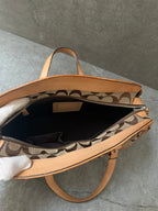 Coach Signature Jacquard Leather Hampton Satchel Bag