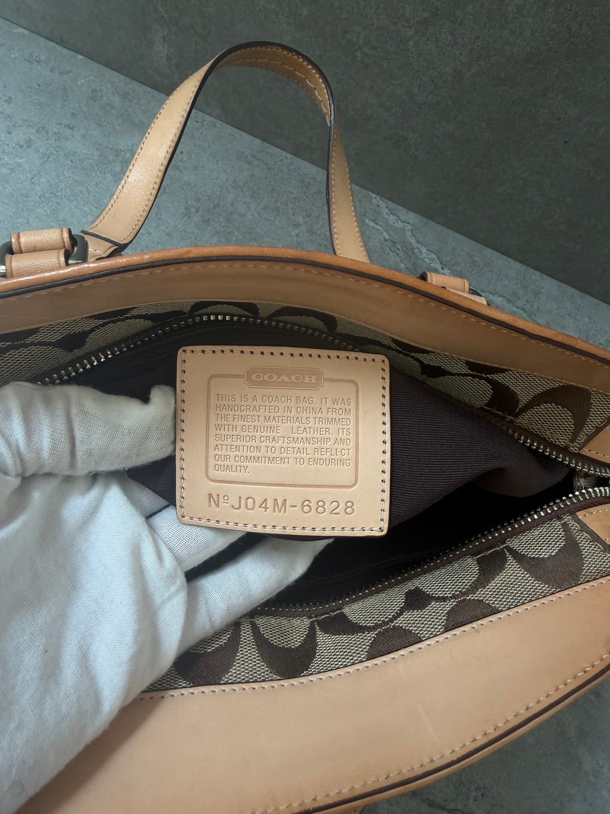 Coach Signature Jacquard Leather Hampton Satchel Bag