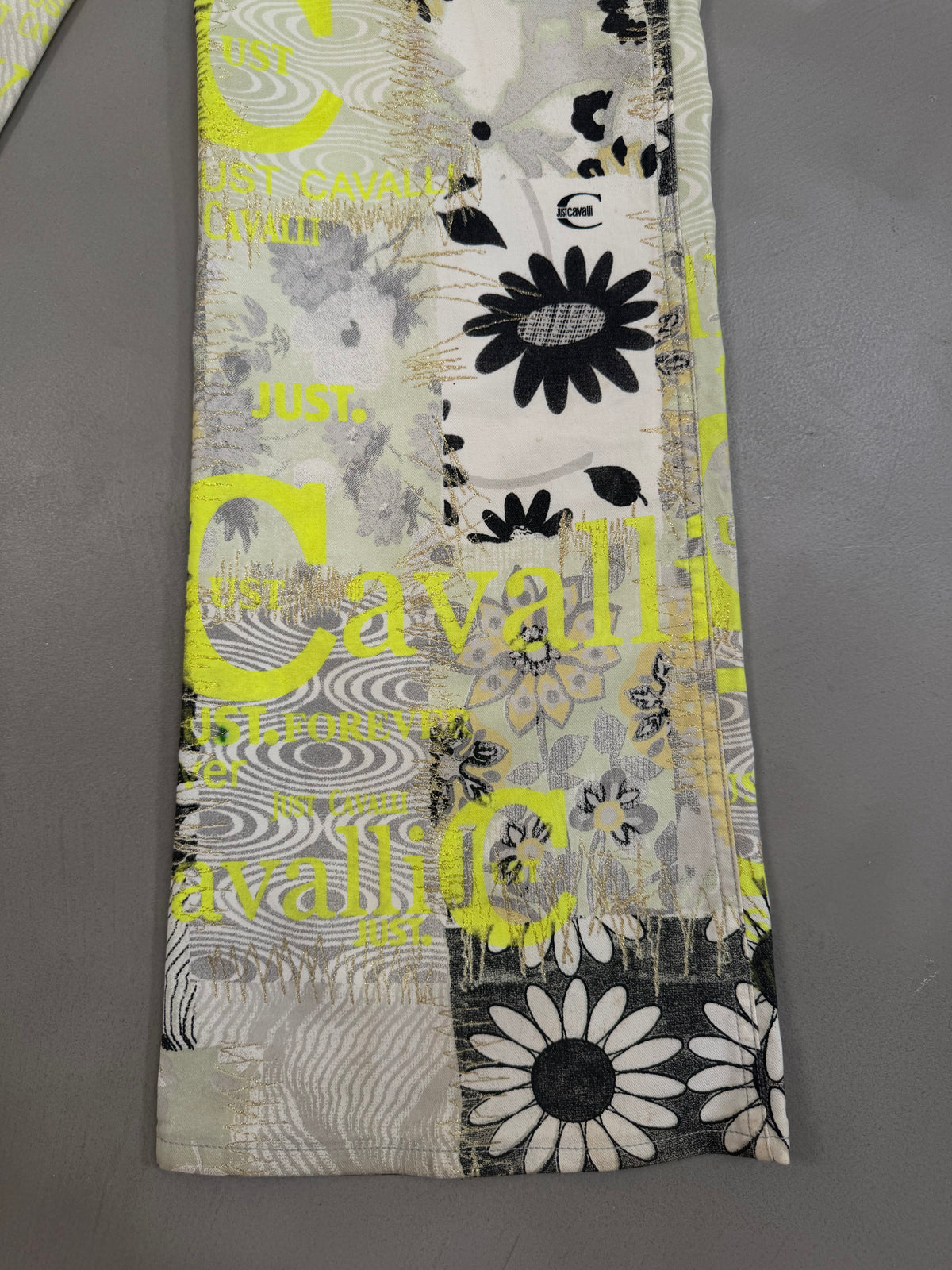 Just Cavalli Y2K Floral Graphic Flared Jeans - W24"