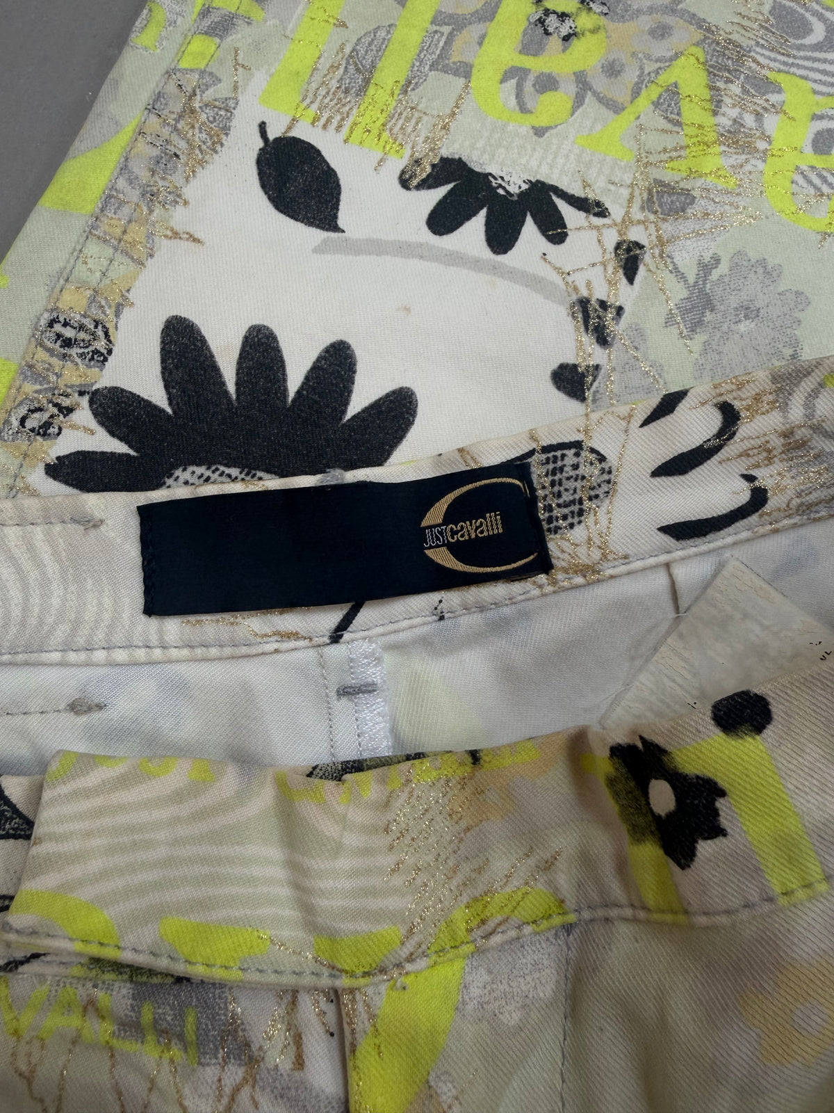 Just Cavalli Y2K Floral Graphic Flared Jeans - W24"