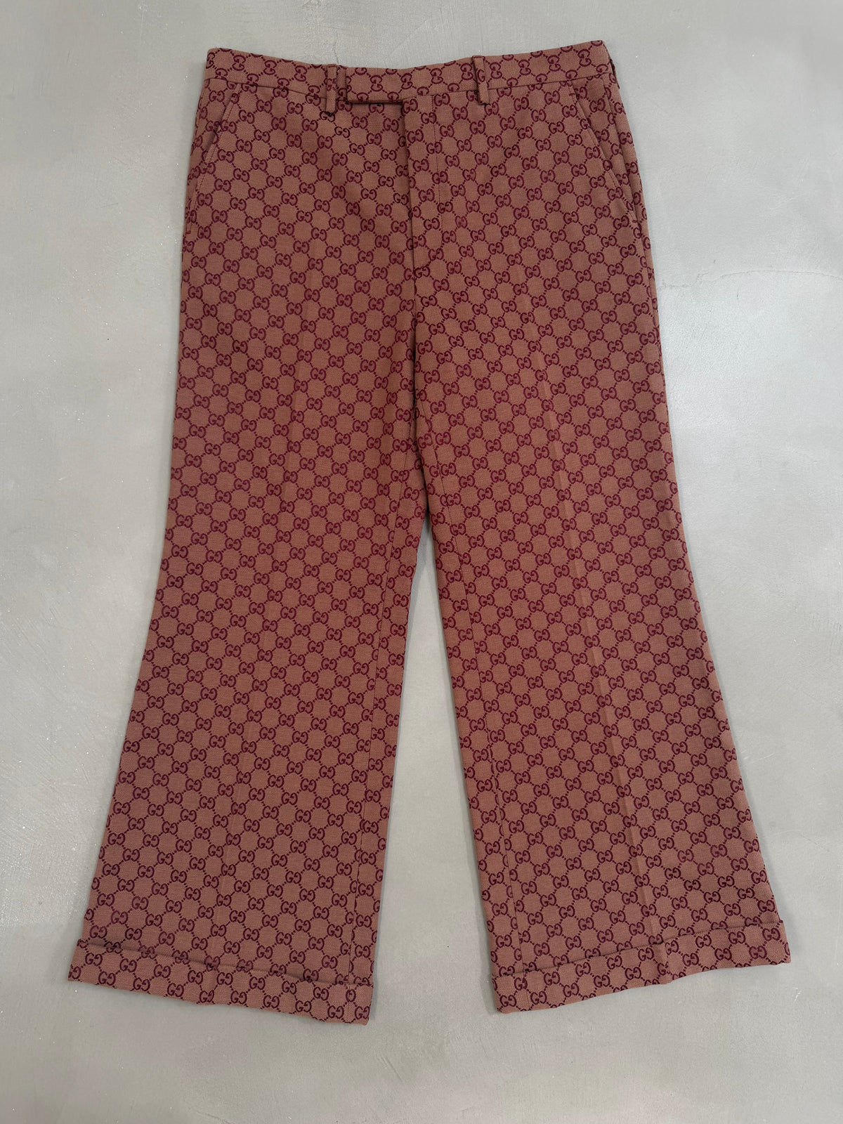 Gucci GG Jacquard Canvas Flared Trousers - W34"