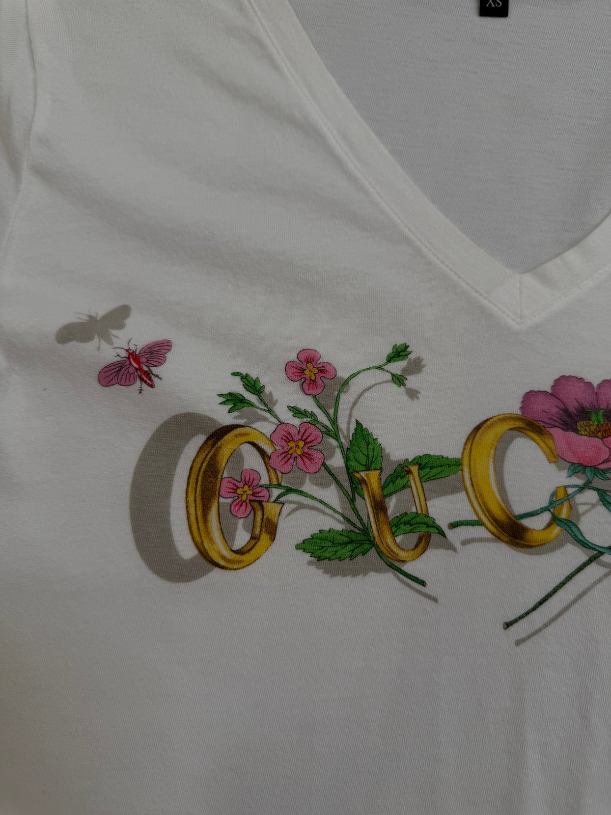 Gucci Flora Logo V'Neck T-Shirt - XS