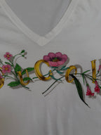 Gucci Flora Logo V'Neck T-Shirt - XS