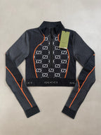 Gucci GG Monogram Long Sleeved Jersey Crop Top - S
