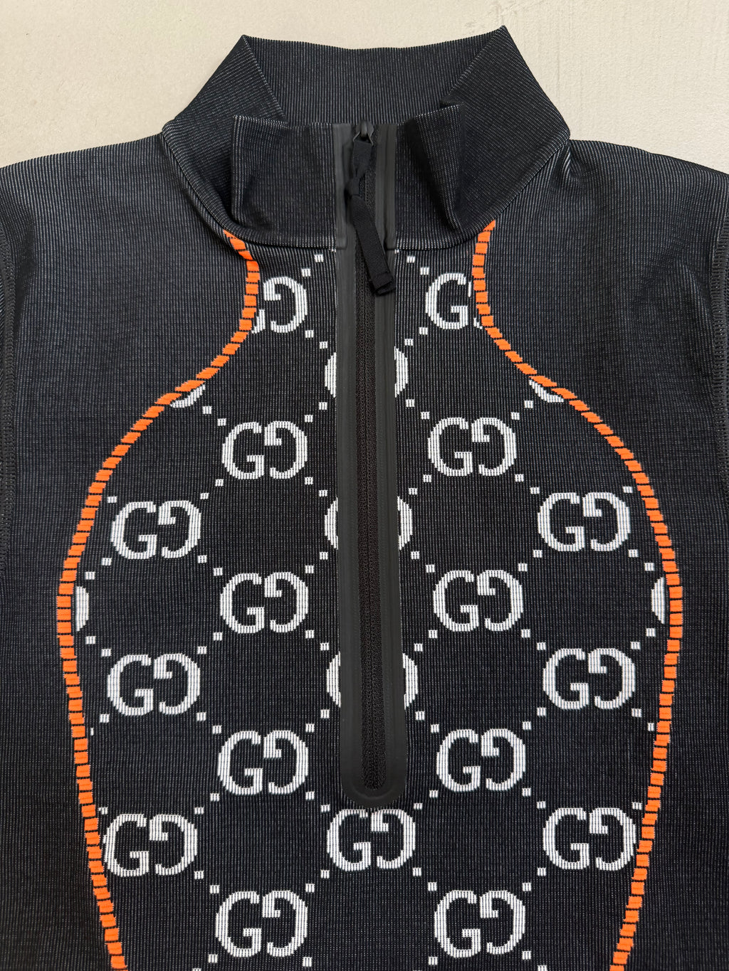 Gucci GG Monogram Long Sleeved Jersey Crop Top - S