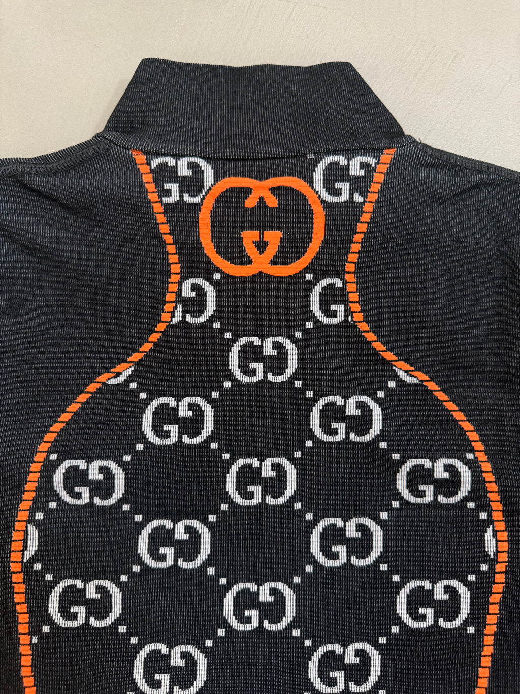 Gucci GG Monogram Long Sleeved Jersey Crop Top - S