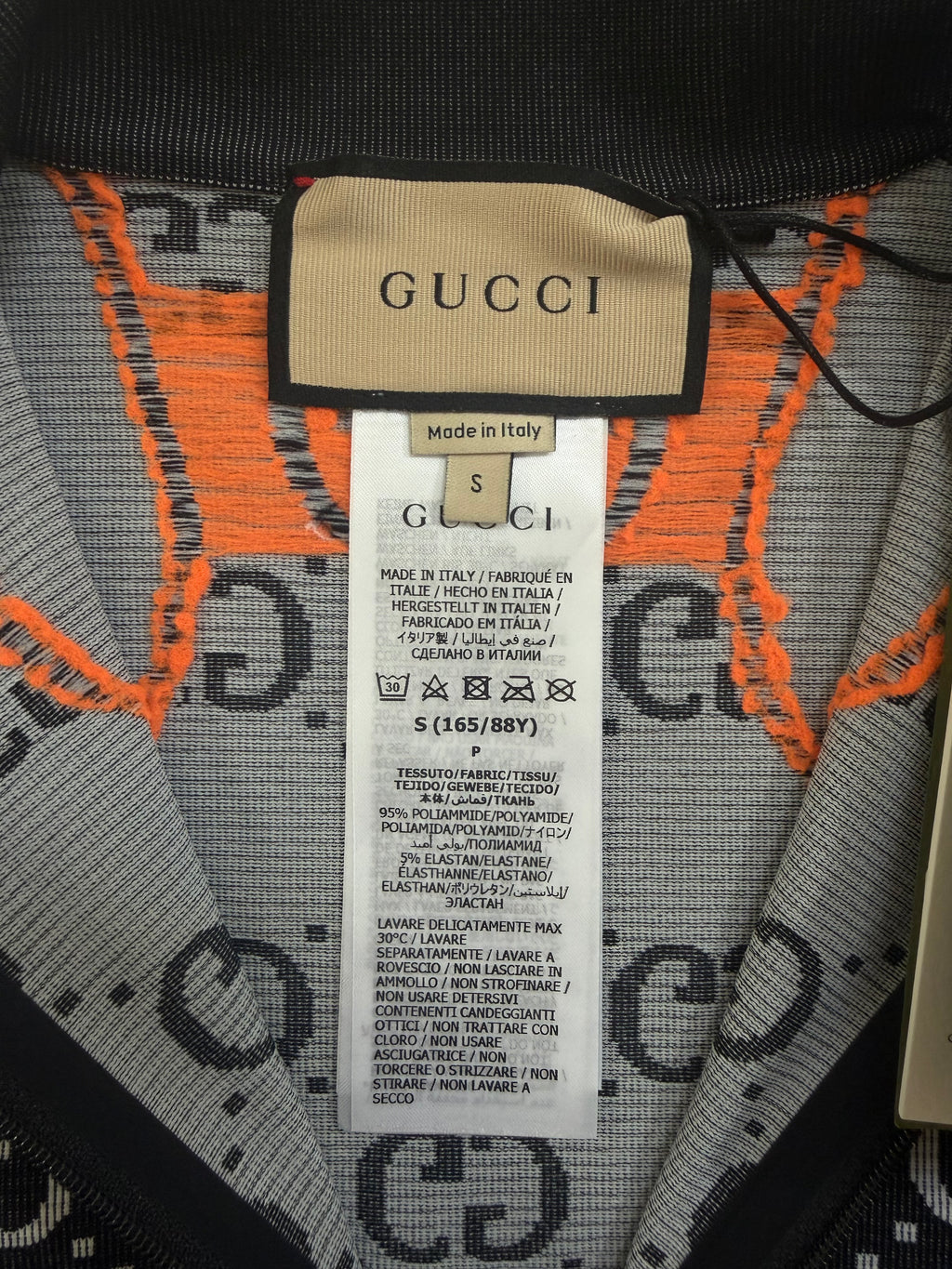 Gucci GG Monogram Long Sleeved Jersey Crop Top - S