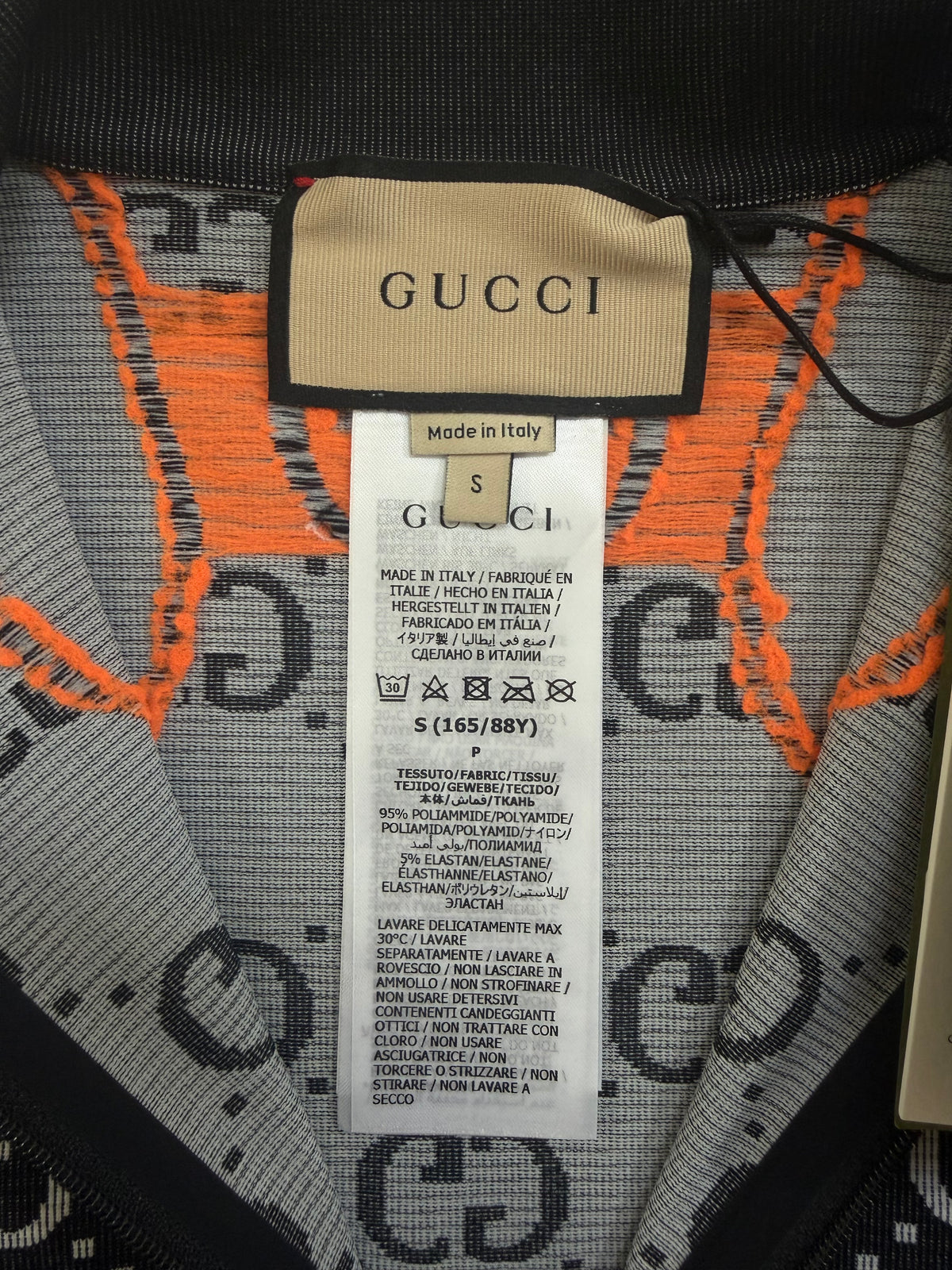 Gucci GG Monogram Long Sleeved Jersey Crop Top - S