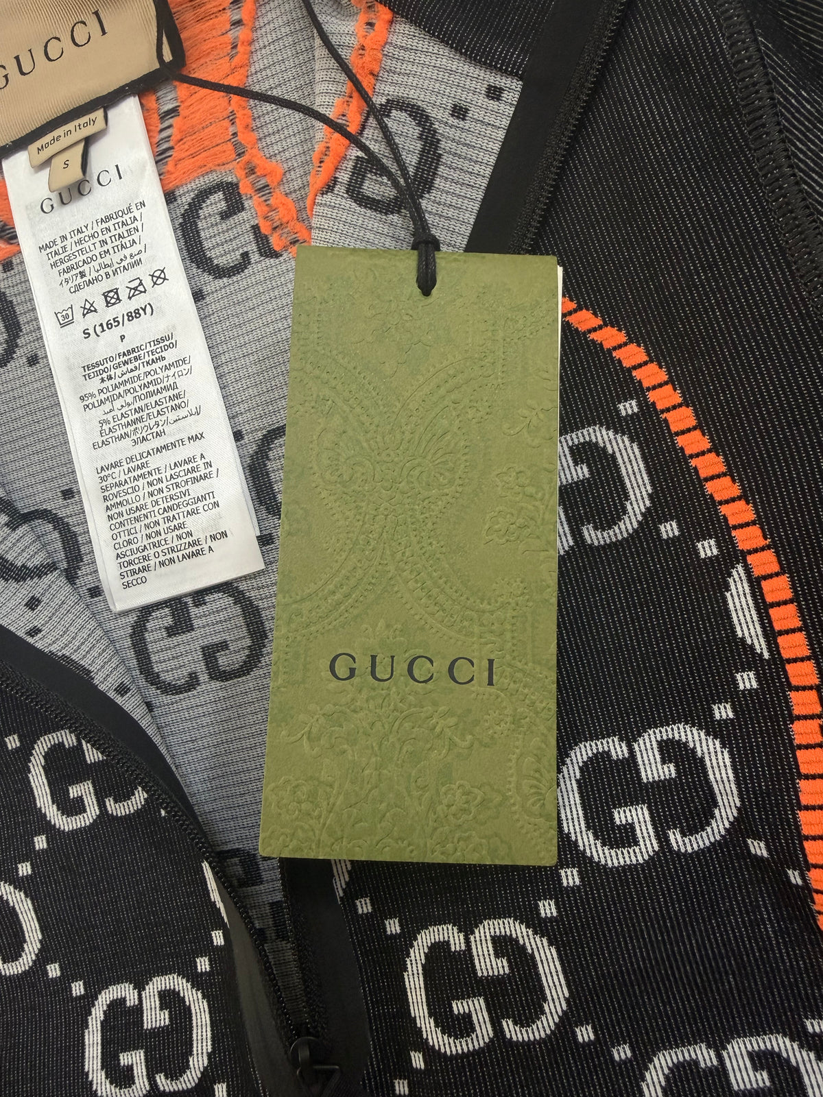 Gucci GG Monogram Long Sleeved Jersey Crop Top - S