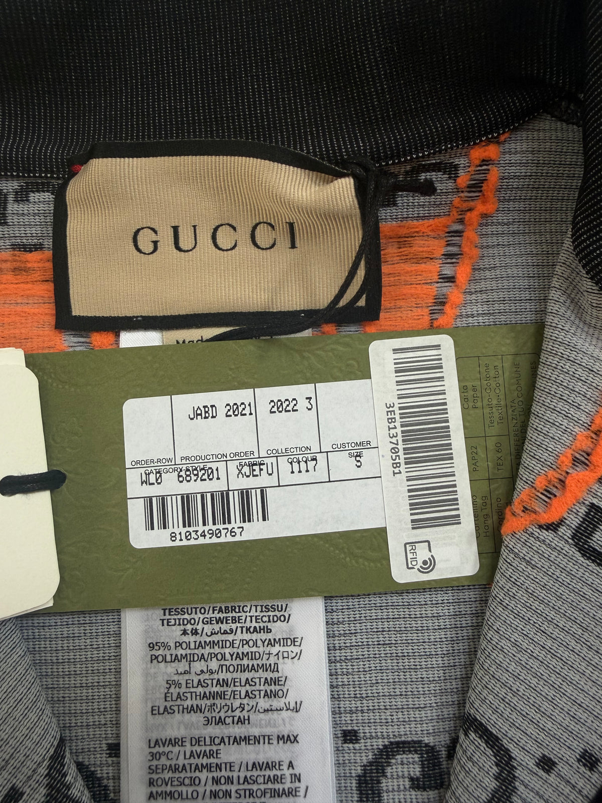 Gucci GG Monogram Long Sleeved Jersey Crop Top - S