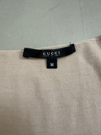 Gucci Tom Ford Metallic Wool Blend Gathered V-Neck Top - M