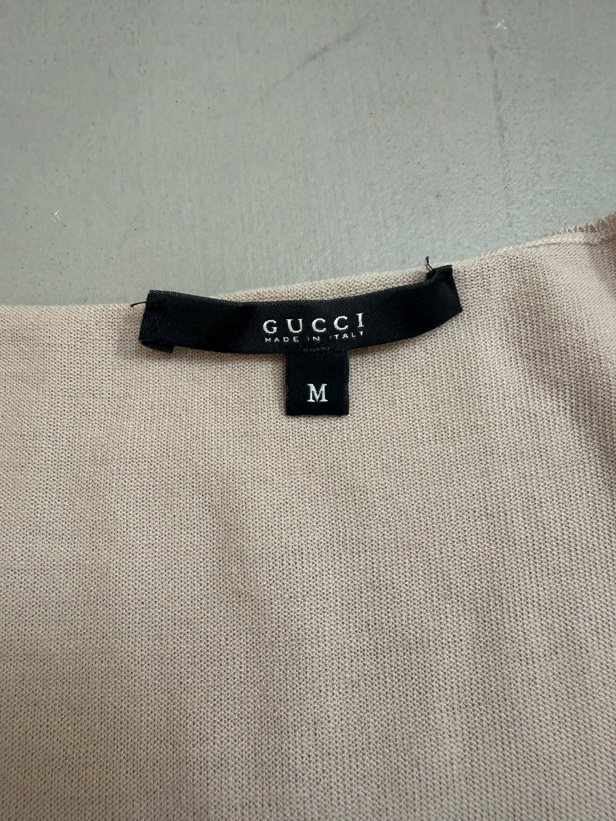Gucci Tom Ford Metallic Wool Blend Gathered V-Neck Top - M