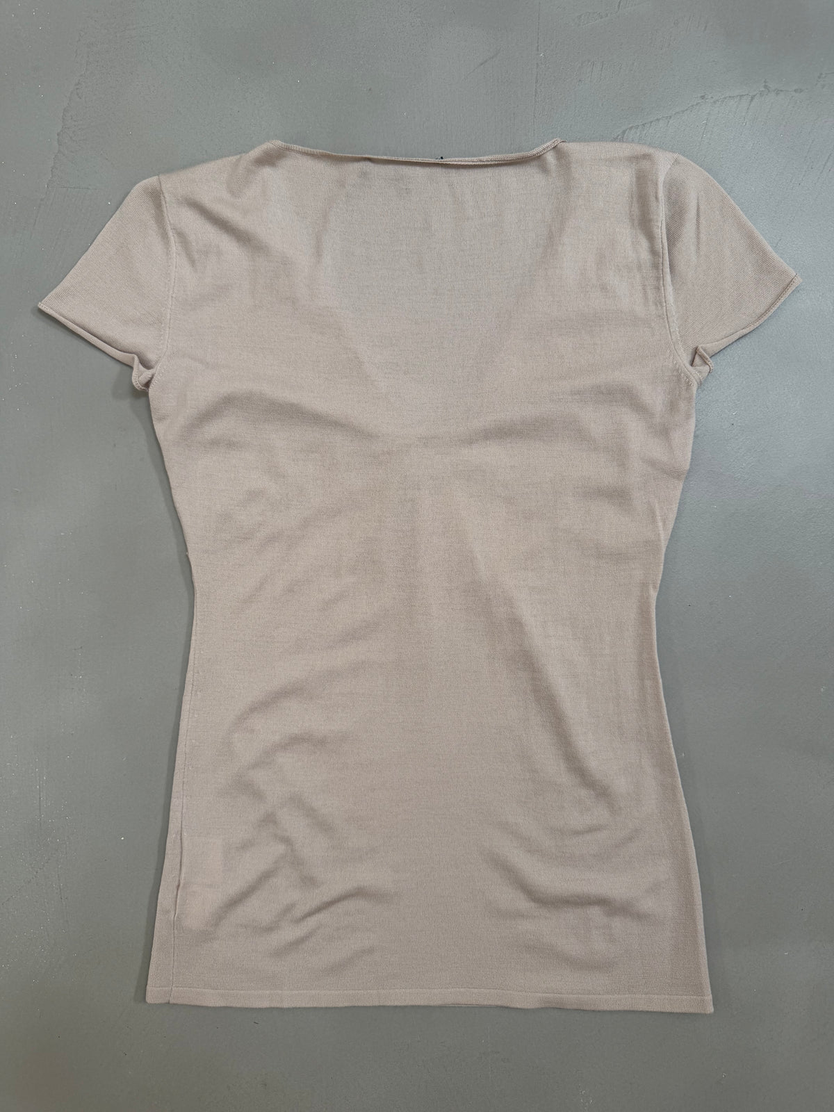 Gucci Tom Ford Metallic Wool Blend Gathered V-Neck Top - M