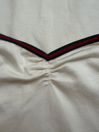 Gucci Web Stripe Trim Ruched V-Neck Top - M