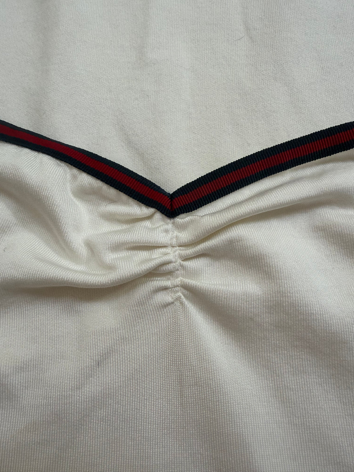 Gucci Web Stripe Trim Ruched V-Neck Top - M