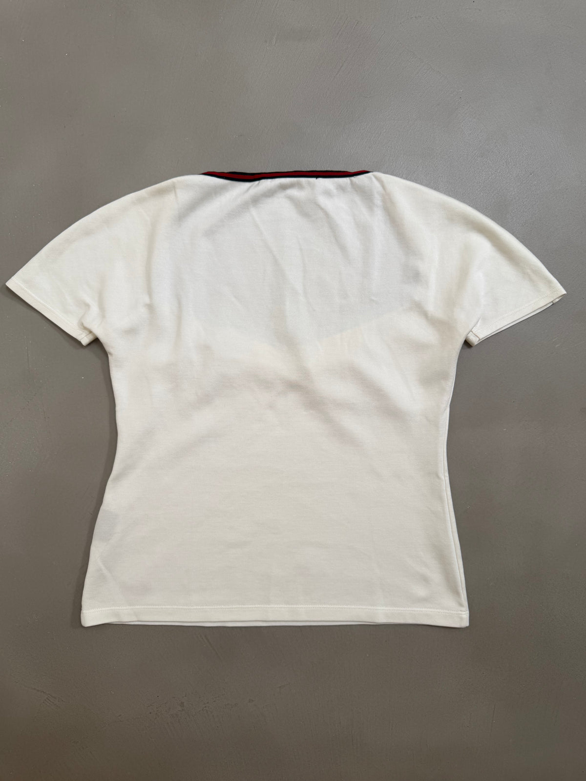 Gucci Web Stripe Trim Ruched V-Neck Top - M