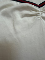 Gucci Web Stripe Trim Ruched V-Neck Top - M
