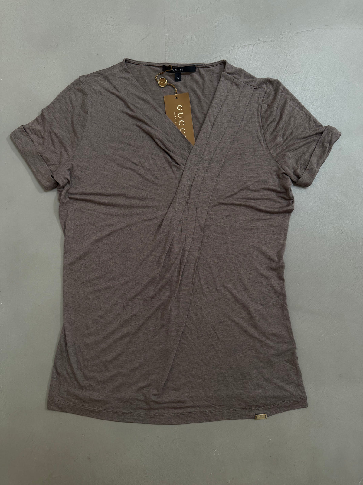 Gucci SS10 Pleated Cross Front V-Neck Top - S