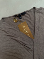 Gucci SS10 Pleated Cross Front V-Neck Top - S