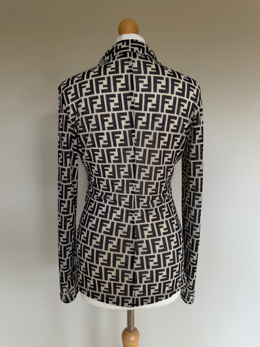90's Fendi Mesh Logo Monogram Shirt - M