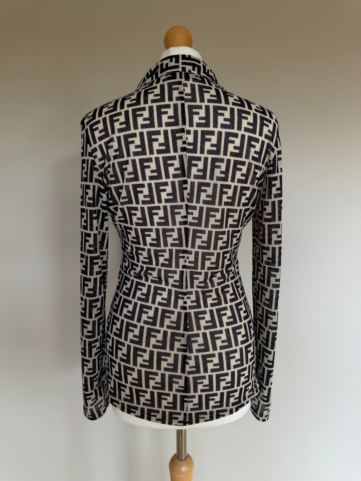 90's Fendi Mesh Logo Monogram Shirt - M
