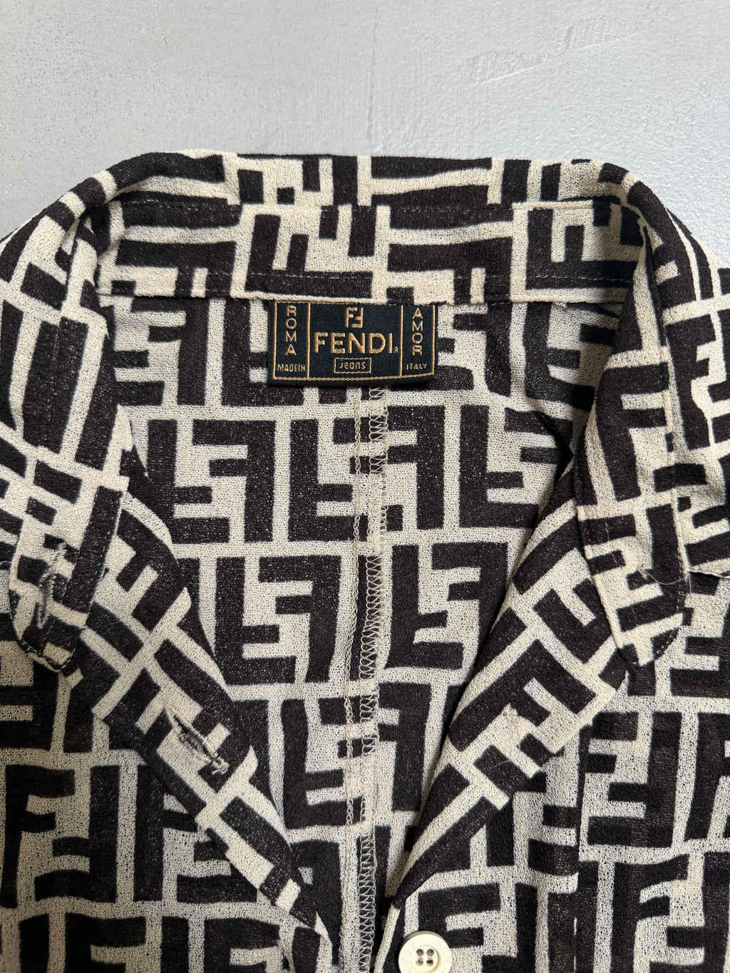 90's Fendi Mesh Logo Monogram Shirt - M