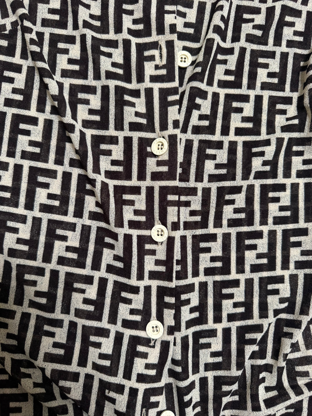90's Fendi Mesh Logo Monogram Shirt - M