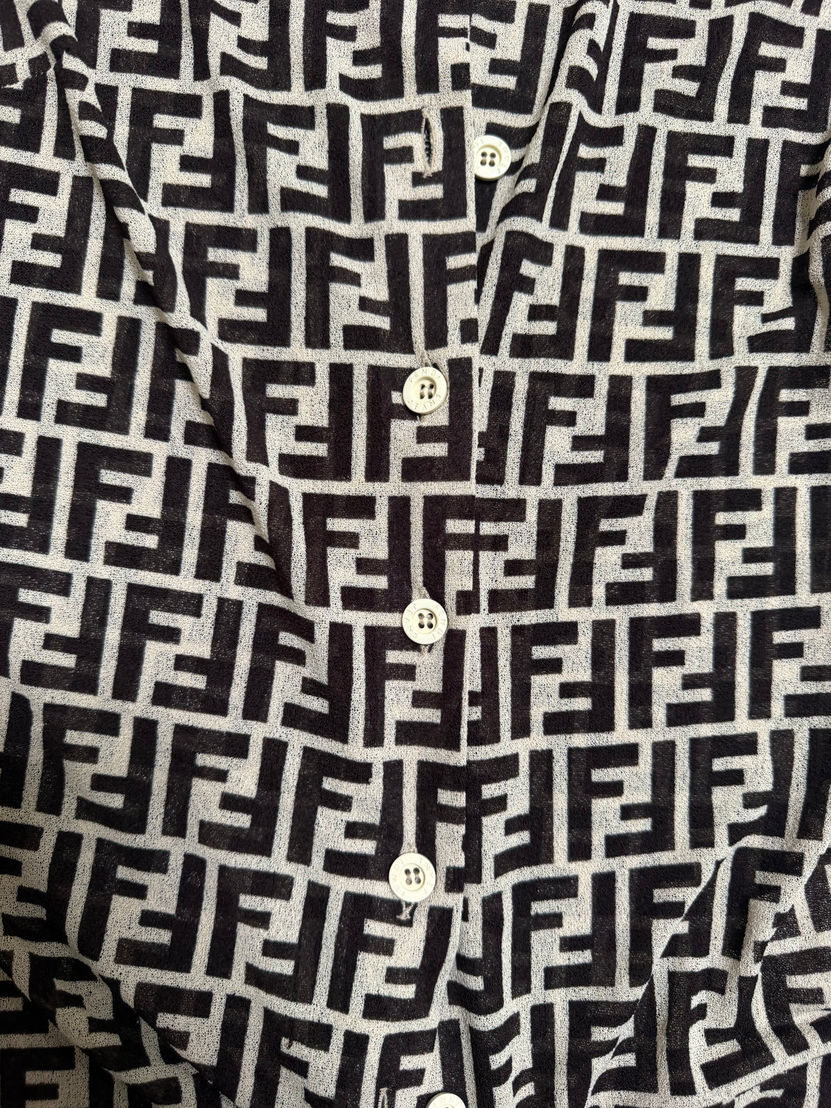 90's Fendi Mesh Logo Monogram Shirt - M