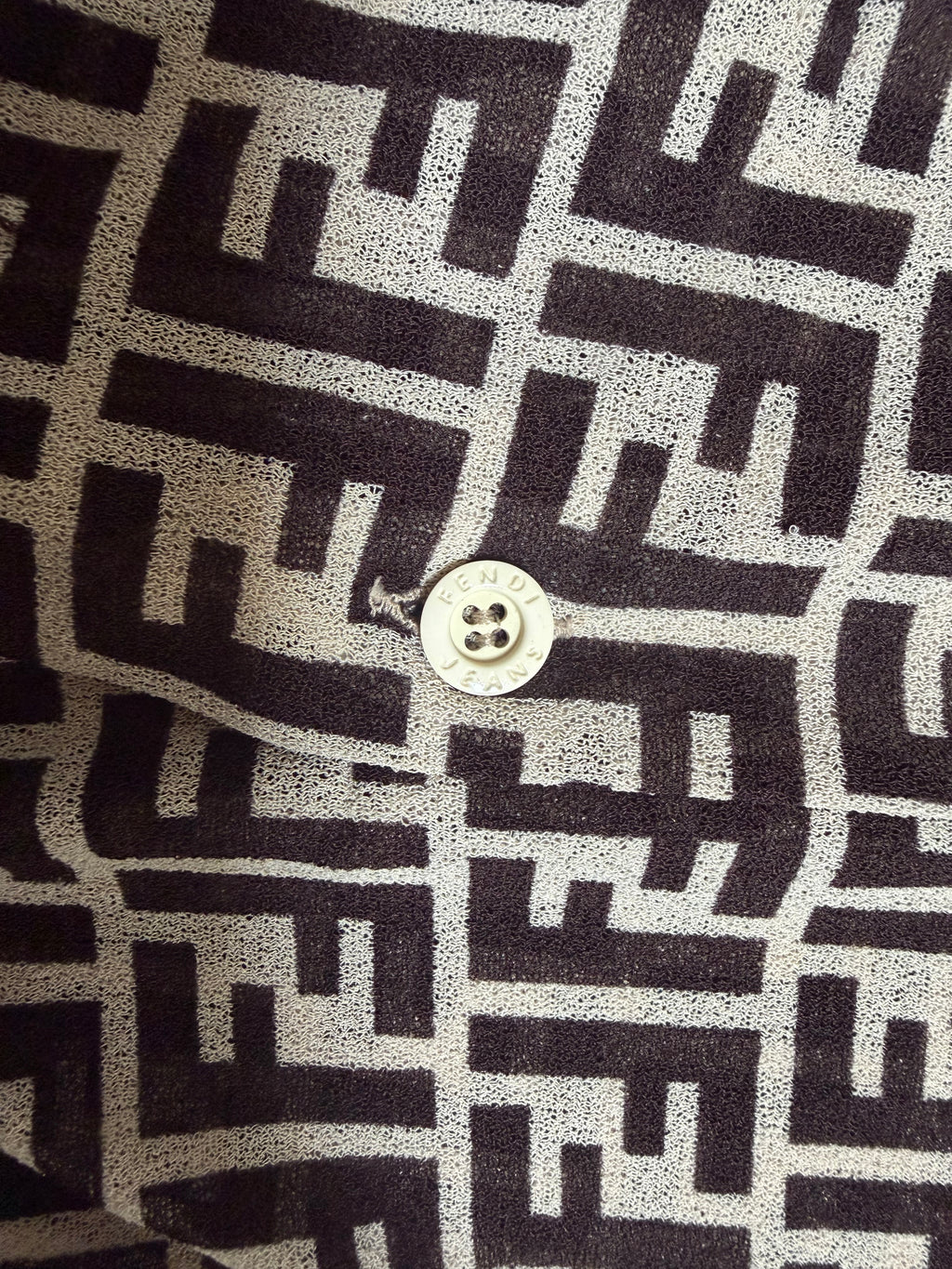 90's Fendi Mesh Logo Monogram Shirt - M