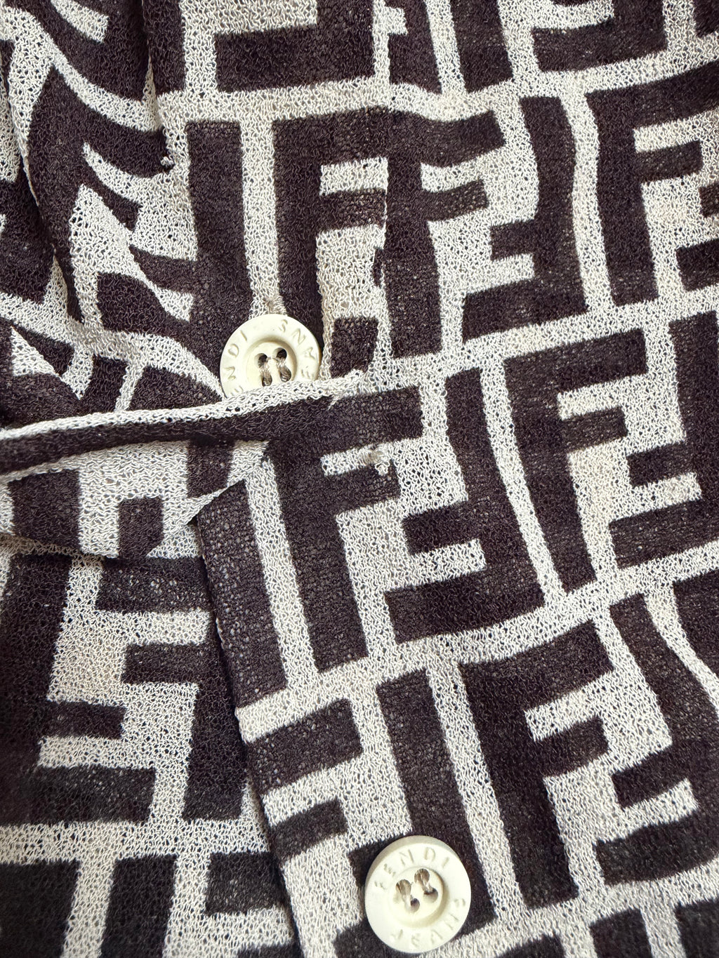 90's Fendi Mesh Logo Monogram Shirt - M