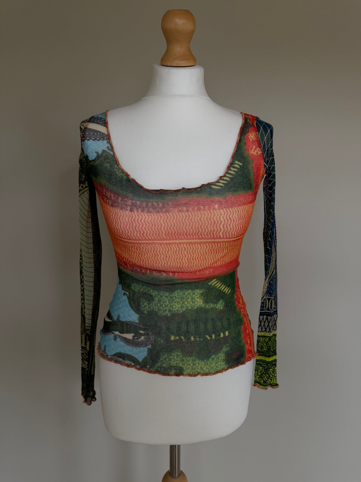 Jean Paul Gaultier Maille 'Banknotes Money' Mesh Top - M