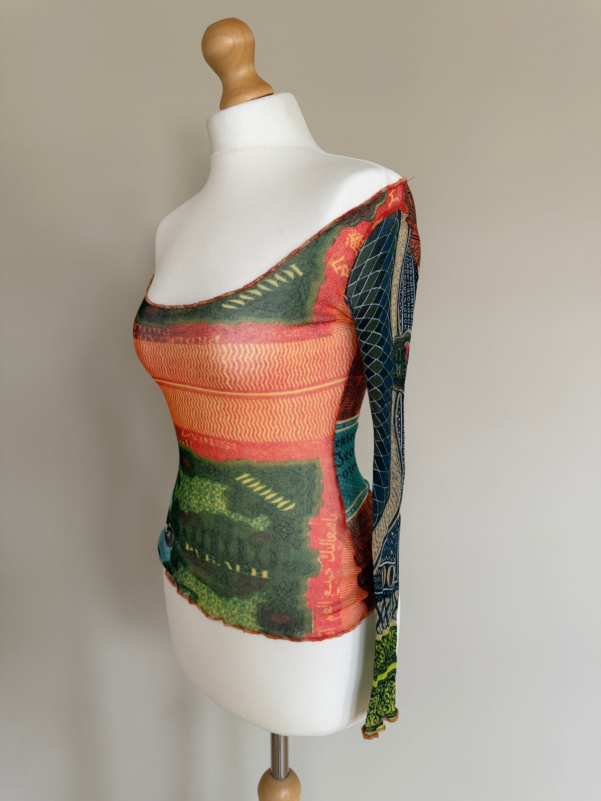 Jean Paul Gaultier Maille 'Banknotes Money' Mesh Top - M