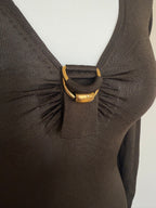 Gucci SS08 D-Ring Ruched Viscose Knit Top - XS