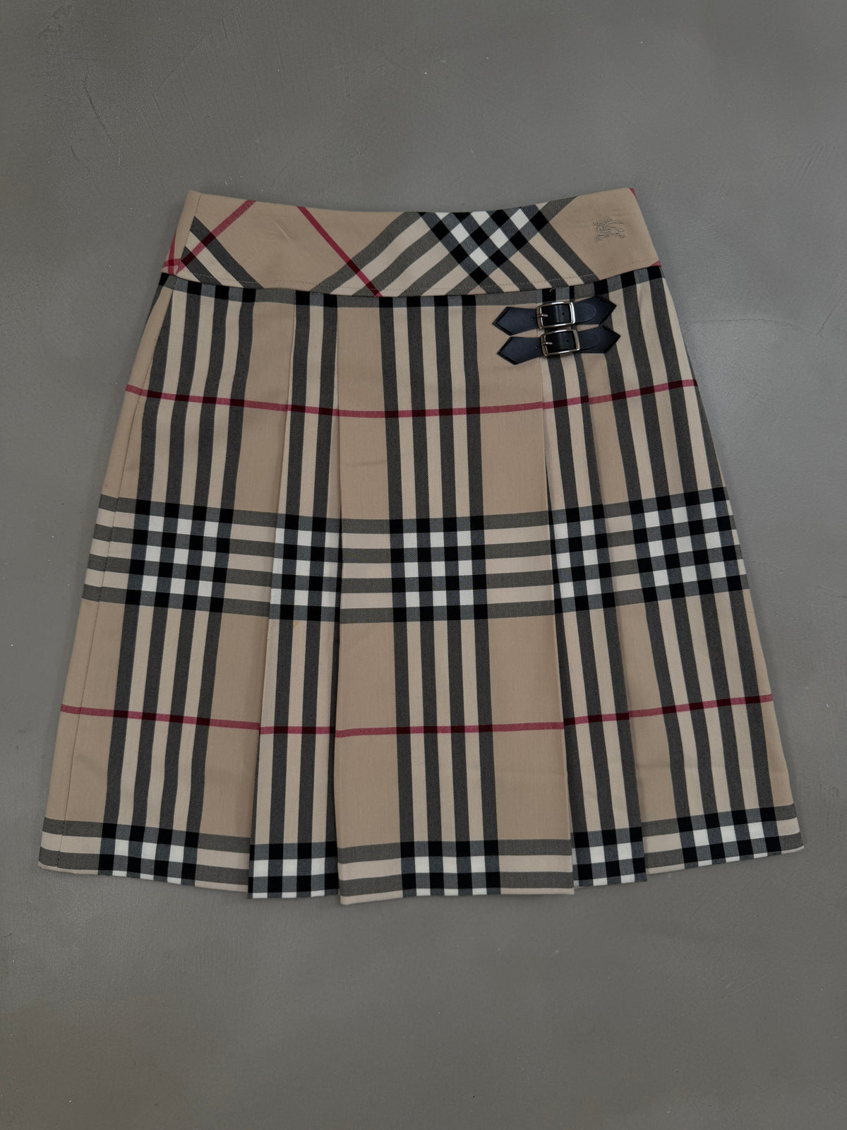 Burberry Vintage Check Buckled Kilt Skirt - M