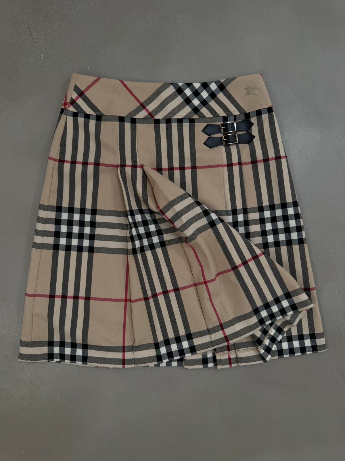 Burberry Vintage Check Buckled Kilt Skirt - M