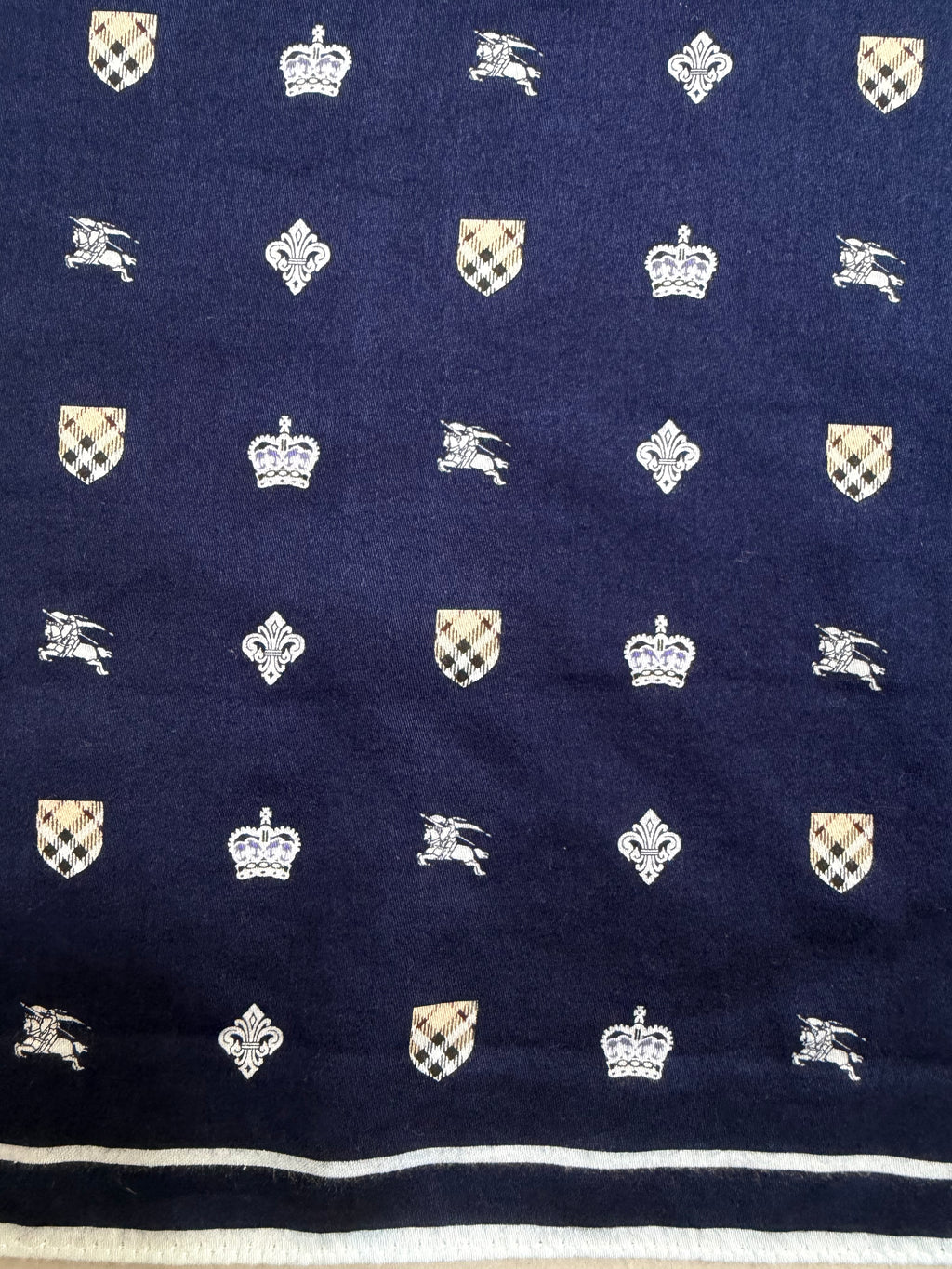 Burberry Heraldic Crest & Equestrian Knight Silk Scarf Pocket Square