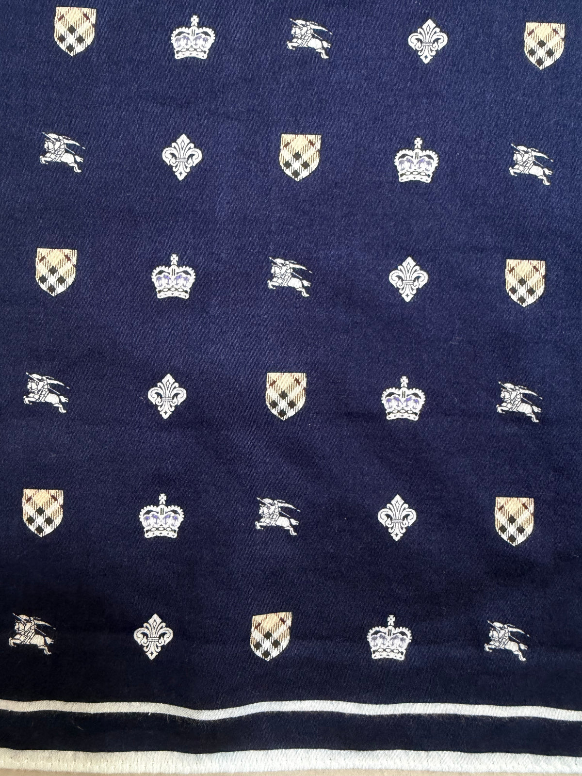 Burberry Heraldic Crest & Equestrian Knight Silk Scarf Pocket Square