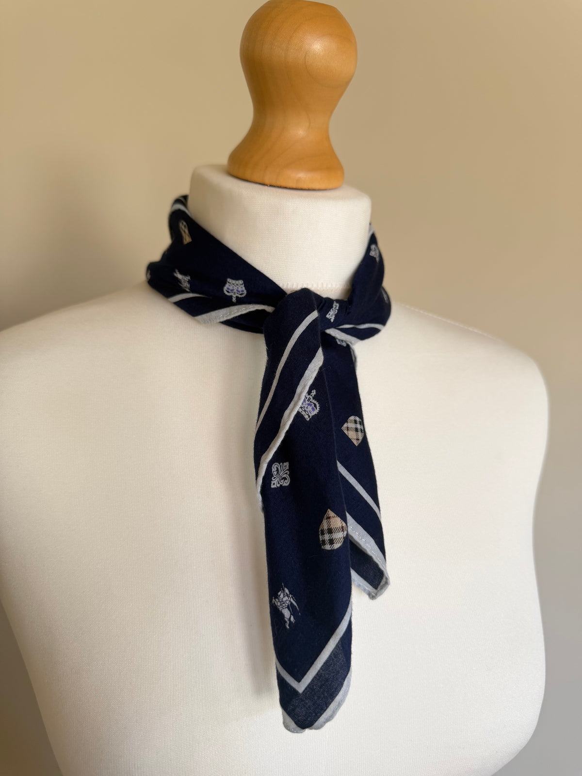 Burberry Heraldic Crest & Equestrian Knight Silk Scarf Pocket Square