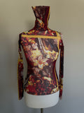 Jean Paul Gaultier Sacred Floral & Renaissance Mesh Powernet Top - S