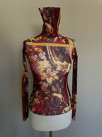 Jean Paul Gaultier Sacred Floral & Renaissance Mesh Powernet Top - S