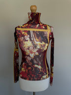 Jean Paul Gaultier Sacred Floral & Renaissance Mesh Powernet Top - S