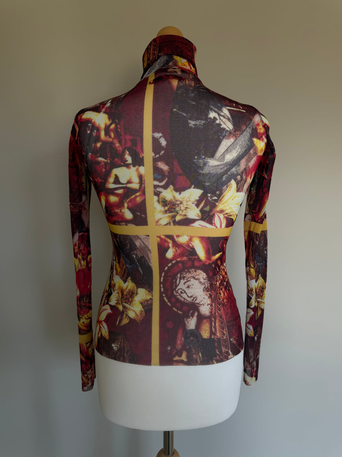 Jean Paul Gaultier Sacred Floral & Renaissance Mesh Powernet Top - S
