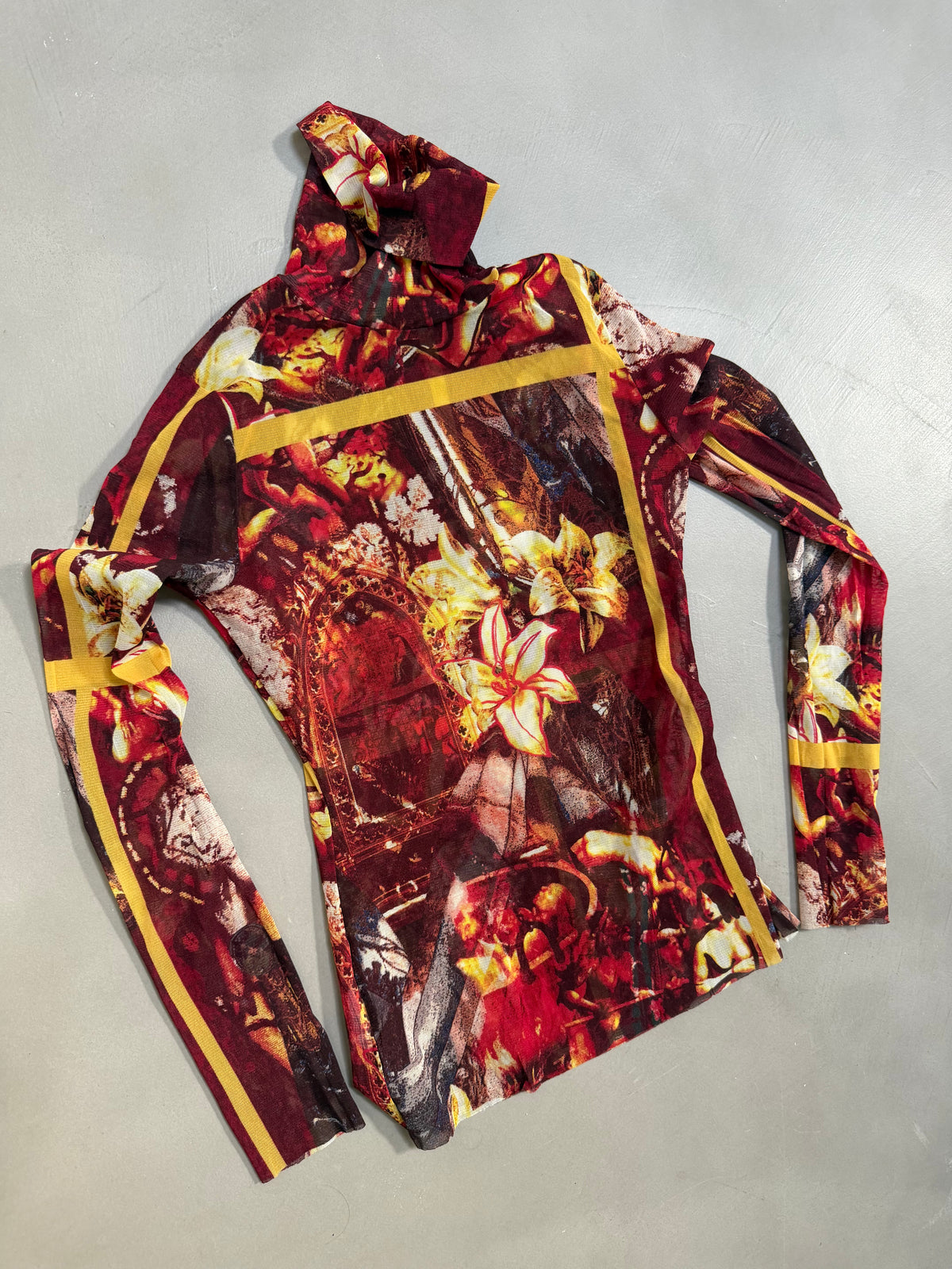 Jean Paul Gaultier Sacred Floral & Renaissance Mesh Powernet Top - S