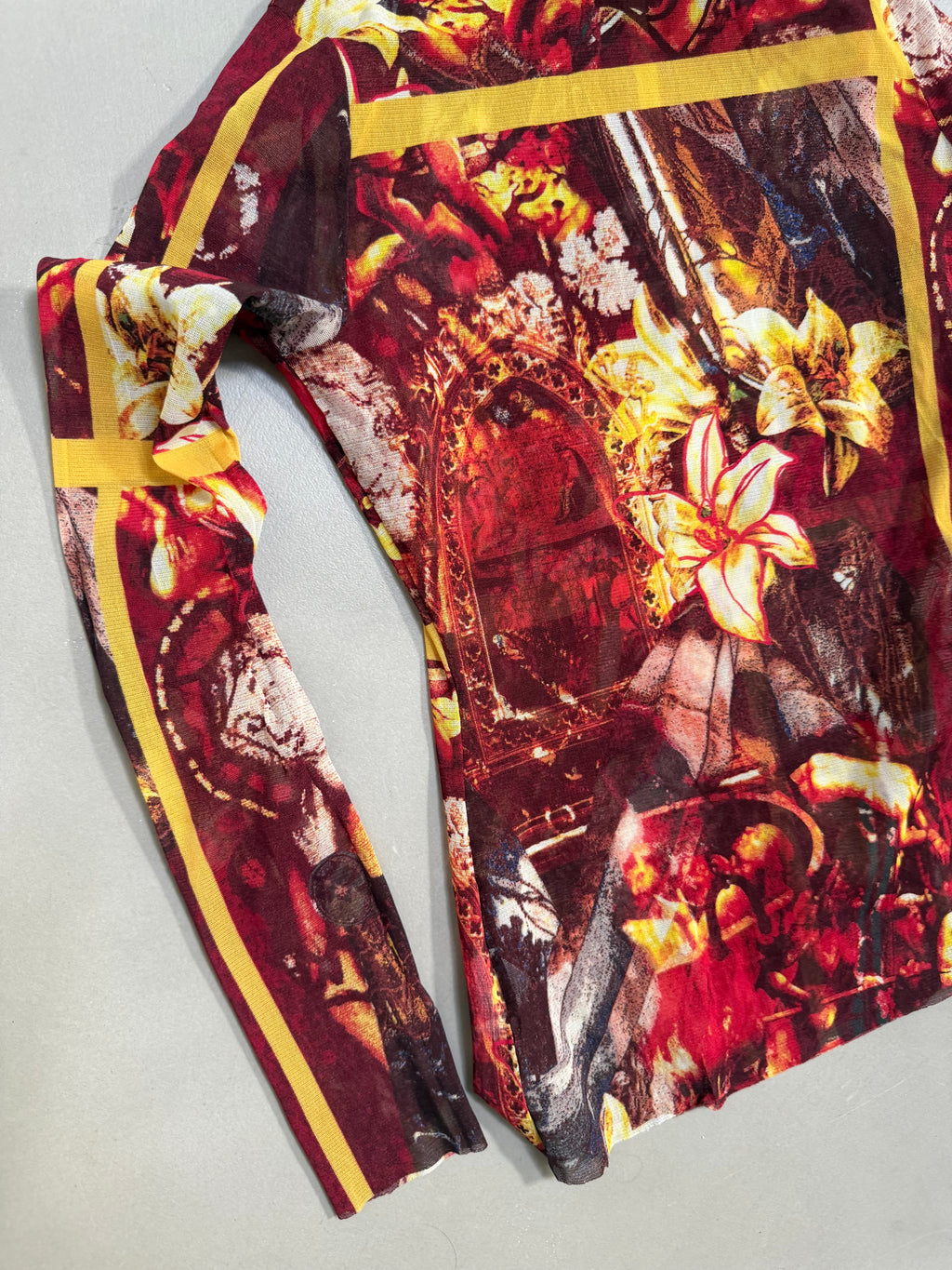 Jean Paul Gaultier Sacred Floral & Renaissance Mesh Powernet Top - S