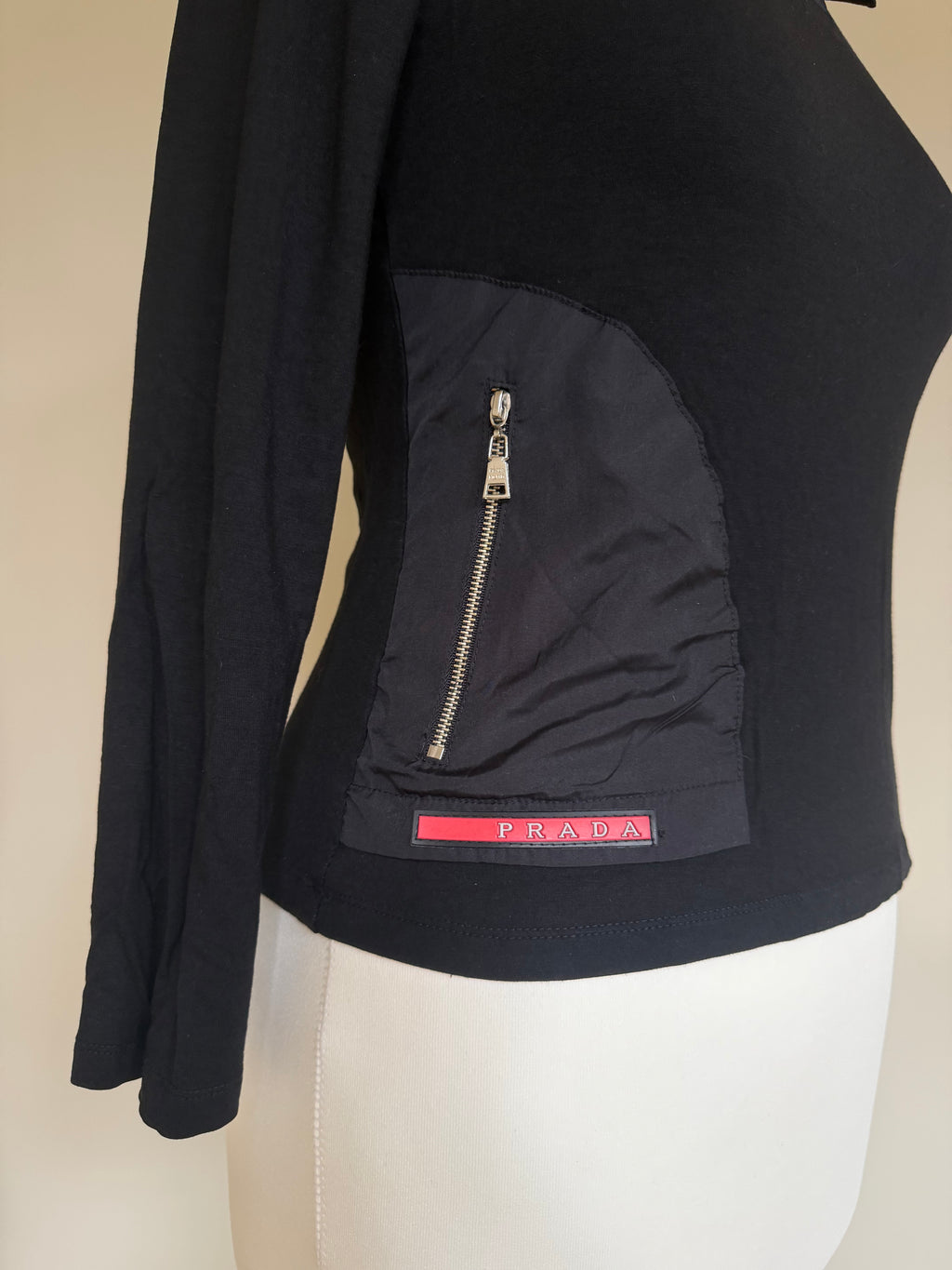 Prada Sport Linea Rossa Long-Sleeve Utility Polo Shirt - M